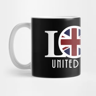 LOVE United Kingdom (long white text) Mug